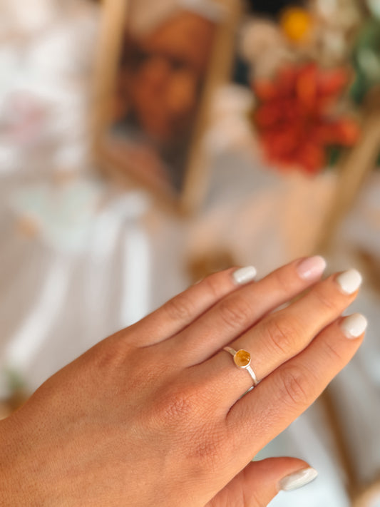 Ruwe Citrien Ring Zilver